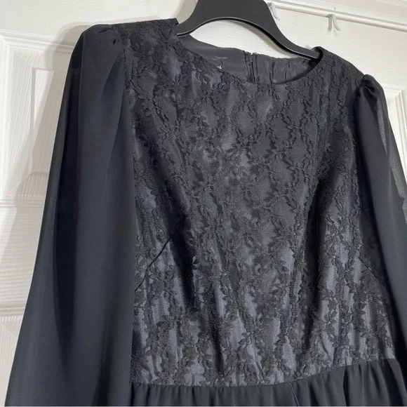 Vintage 70s Sheer Black Dress Size 12 Herman Marcus - Picture 2 of 8
